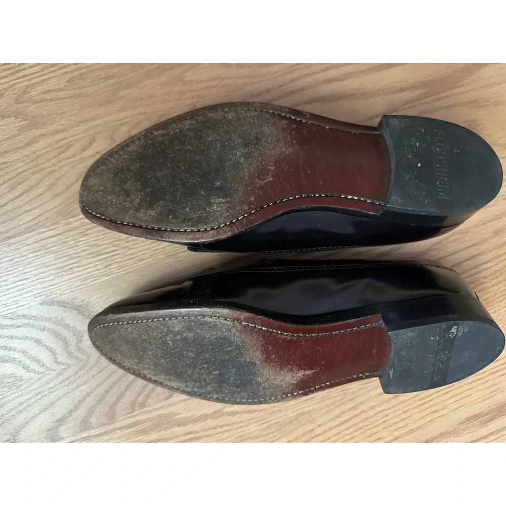 Vtg Florsheim Black Leather Tassel Loafers 10 1/2 D Kiltie Dress Shoes RUNS BIG